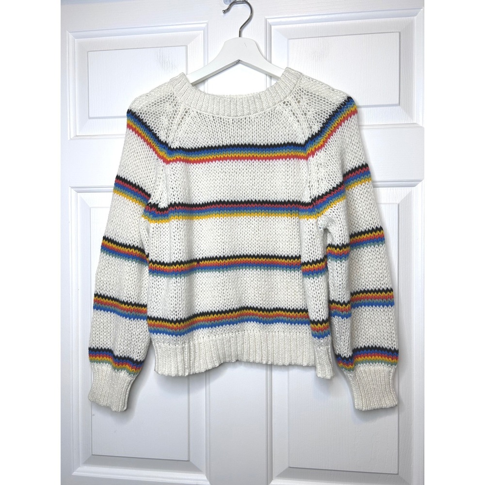 Over Kleshas Chunky Knit Rainbow Striped Sweater L/XL
